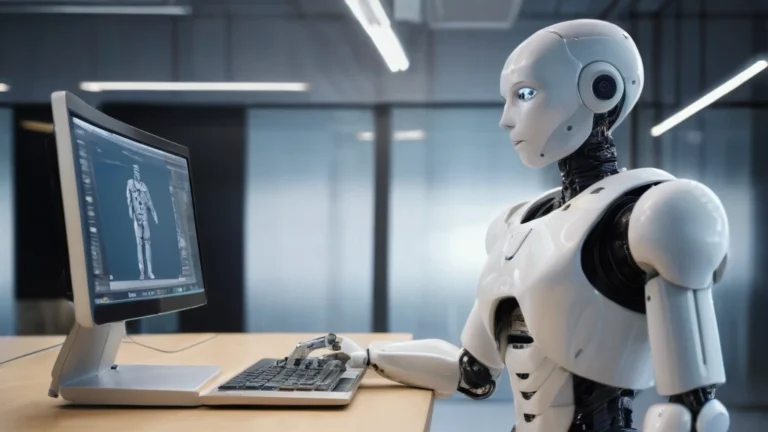 humanoid robot in an industrial environment