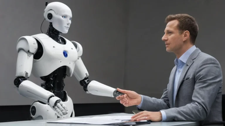 zwei humanoide Roboter in einer W&auml;scherei